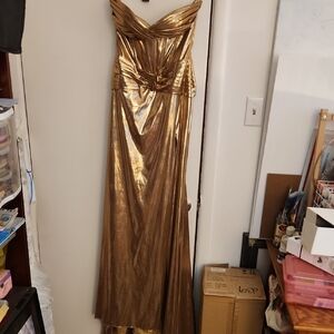 Sherri Hill Gold Fabric Detail Prom Dress Size 4
